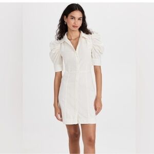 Frame Denim White Puff Sleeve Mini Dress